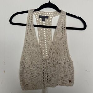 Kendall & Kylie Beige Crochet Crop Top